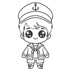 The boy becomes the captain of the ship, for coloring