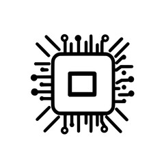 Electronic Microprocessor and Chipset Circuit Icon for Advanced Computing and AI Hardware
