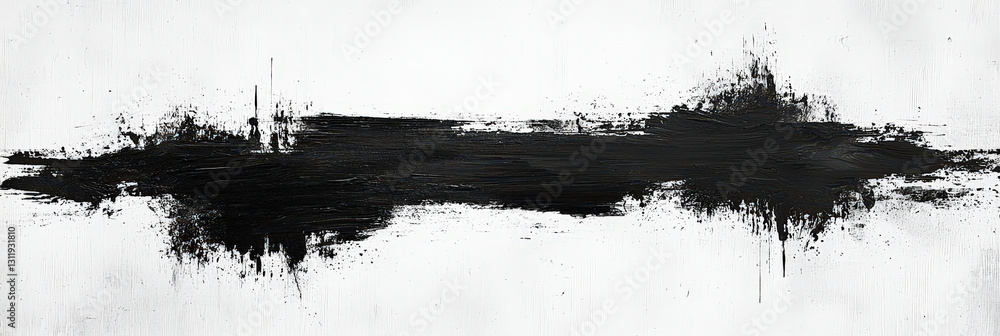 Poster a bold black brushstroke is applied across a stark white canvas, evoking emotions through the contra