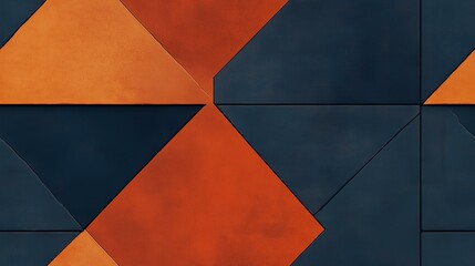 Fototapeta premium Geometric Diamond Pattern with Blue and Orange Triangles