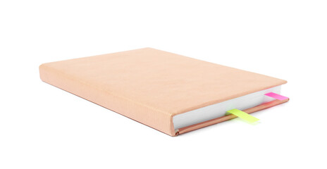 Book with colorful tabs isolated on white