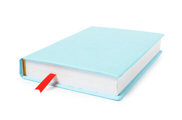 Book with ribbon bookmark isolated on white