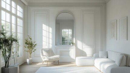 Fototapeta premium Transforming a bright and airy living room home interior design modern style natural light aesthetic appeal