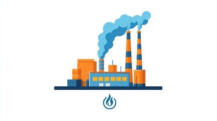 Obraz premium Industrial factory illustration with smoke stacks