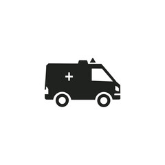 Ambulance Silhouette Vector - Black and White Emergency Medical Services Icon