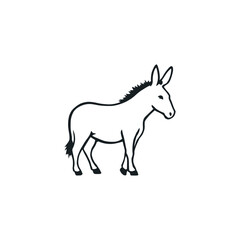 Elegant Line Drawing of a Donkey Vector - Black and White Minimalist Animal Illustration