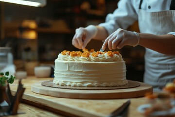 Chef Decorating a Cake