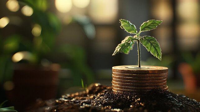 Golden stacked coins glisten in the dim light of a mysterious setting