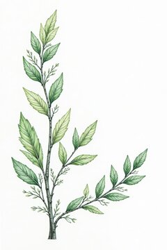 green leaves branch watercolor art clip art preview