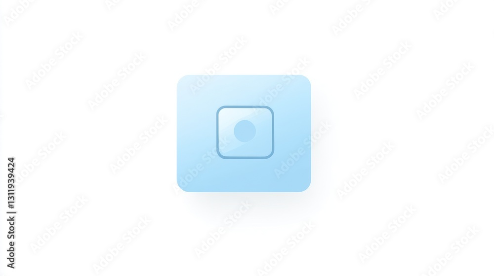 Poster light blue square button graphic, digital interface element