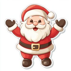 Cartoon santa claus with arms up in a fun flat illustration for holiday celebrations and decorations