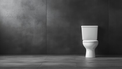 Modern bathroom interior featuring a white toilet on a tiled floor with contemporary design elements