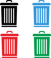 Essential Waste Management Bin Icons in Multiple Colors for Recycling and Safety Awareness