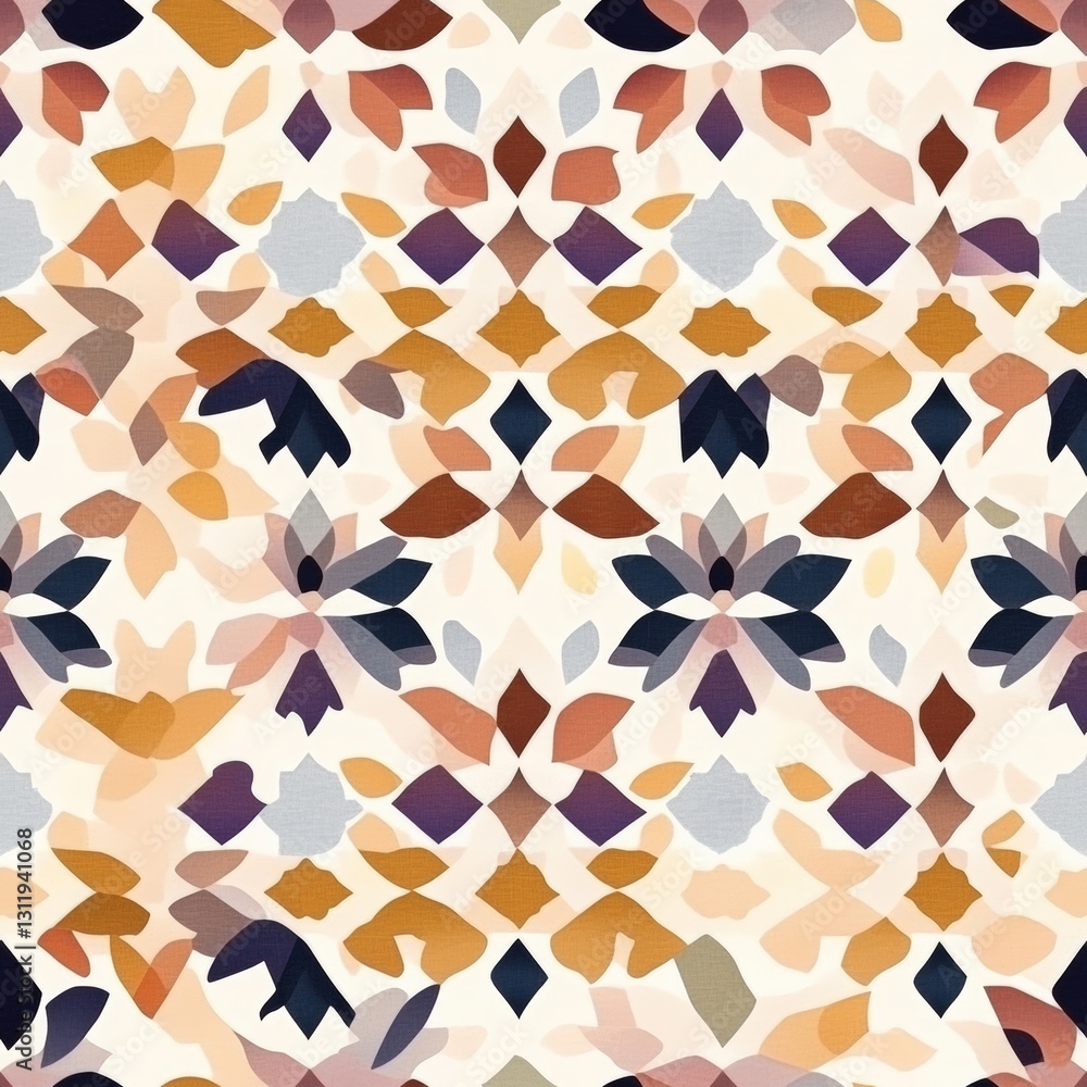 Poster seamless intricate pattern composed of diverse shapes and forms creating a captivating visual displa