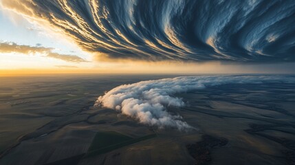 Swirling dense clouds at sunset nature photograph sky aerial view captivating atmosphere