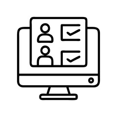 online survey icon, online survey line art - simple line art of online survey, perfect for online survey logos and icons