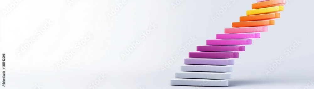 Poster a colorful arrangement of stacked disks creates a visually striking gradient effect, showcasing a bl