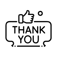 thank you icon, thank you line art - simple line art of thank you, perfect for thank you logos and icons
