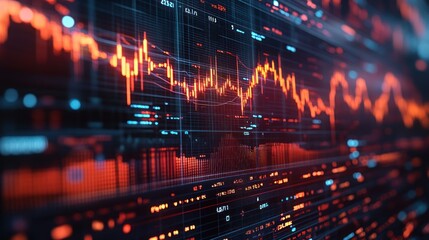 Obraz premium Financial data display with fluctuating charts