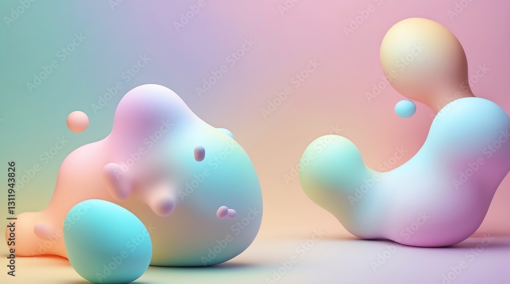 Poster colorful gradient 3d shape blobs for modern abstract background design