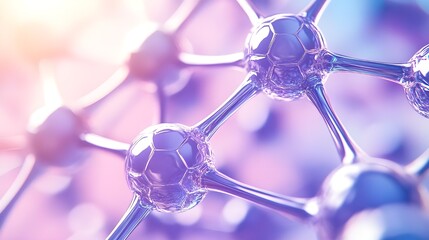 Macro view of a purple molecular framework.