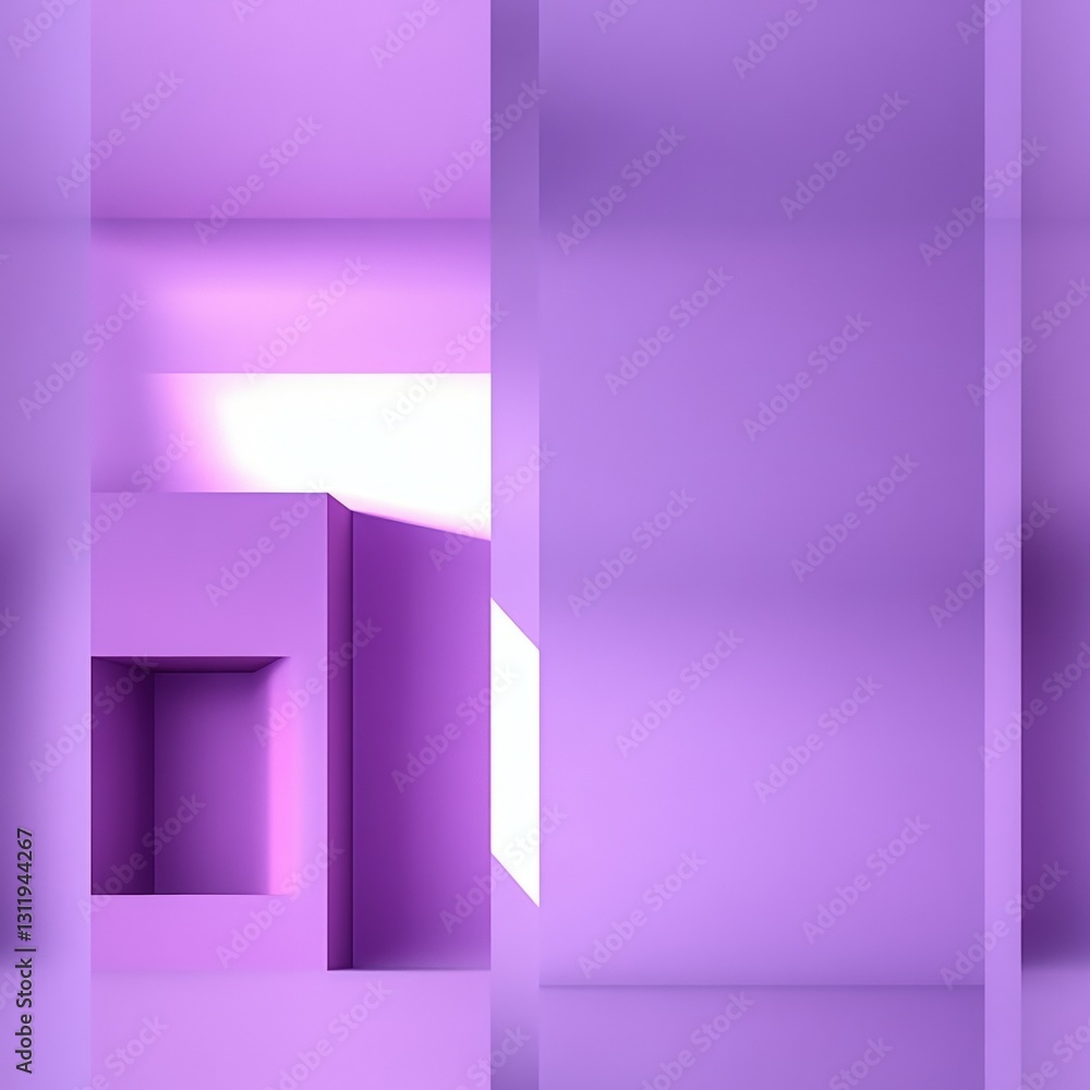 Poster seamless serene purple room with soft light streaming through the window creating a peaceful and inv