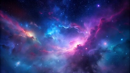 A stunning space background featuring a glowing nebula in rich shades of deep purple and blue. The cosmic scene evokes mystery, wonder, and a sense of vastness.