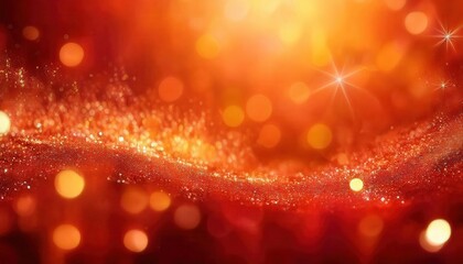 shimmering golden red abstract bokeh background with glowing particles, blurred festive light effect for luxury design

