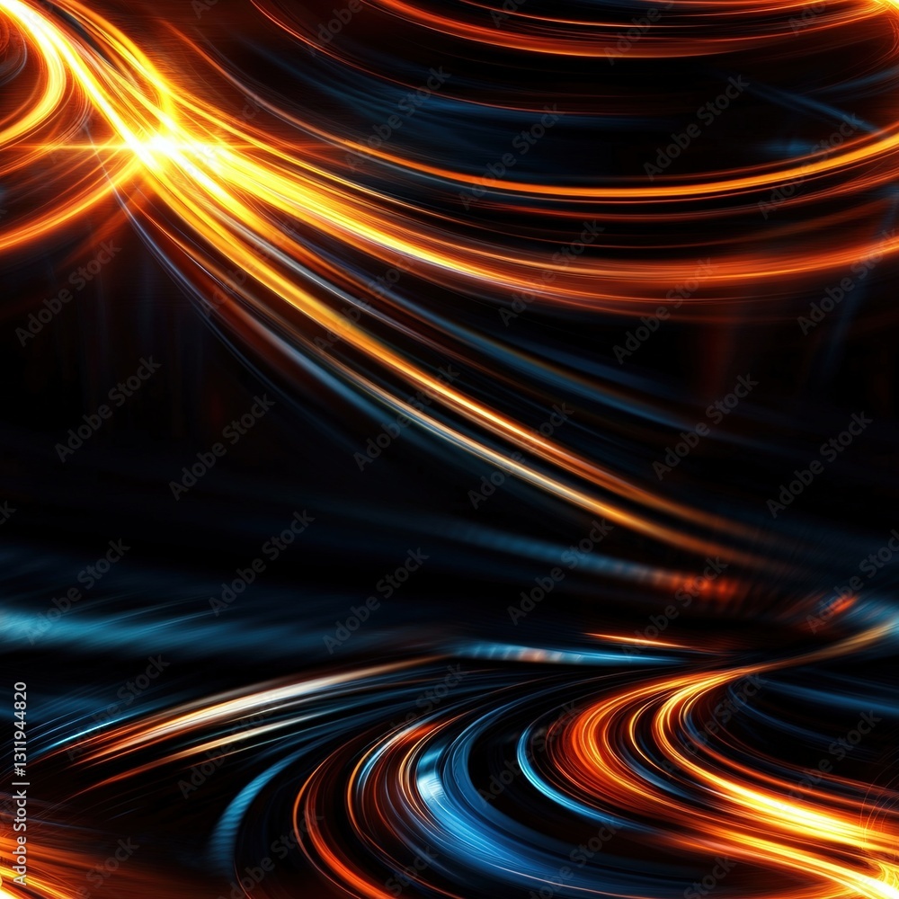 Poster seamless dark background filled with mesmerizing orange and blue swirls creating an abstract and art