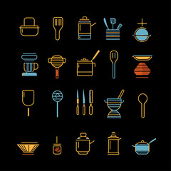Kitchenware Outline Icons: Cooking Tools, Utensils, Culinary Arts Design