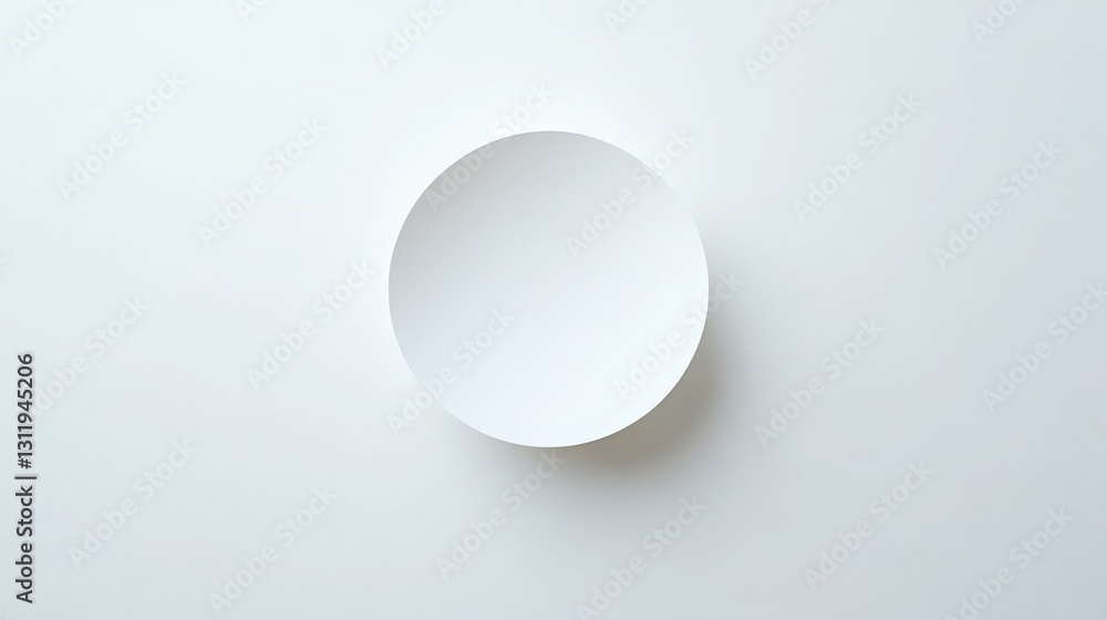 Poster elegant simplicity: a minimalist white circle casting a subtle shadow