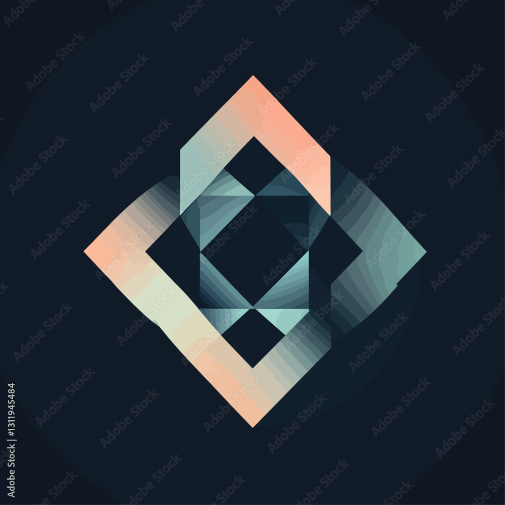 Poster geometric square diamond abstract gradient background minimalist design