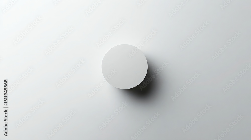 Poster minimalist serene white circle casting a soft shadow for graphic design elements