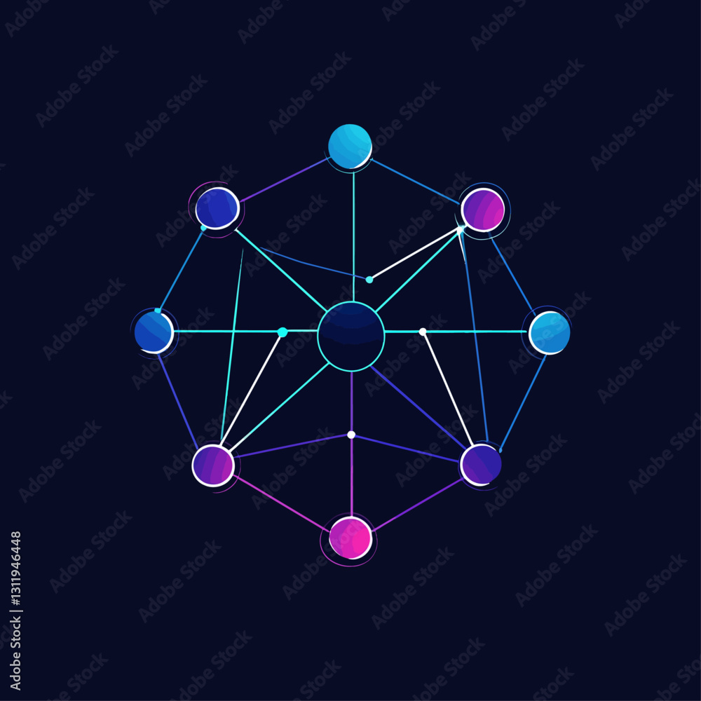 Poster abstract network connection with glowing gradient nodes and lines design
