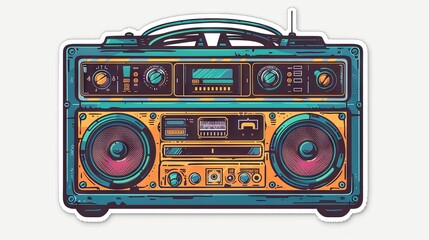 Fototapeta premium Retro Boombox Player Sticker