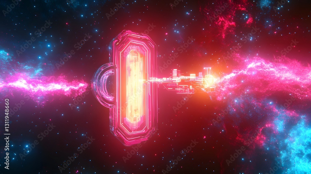 Poster a conceptual image of an ai-driven key unlocking a futuristic digital lock, symbolizing innovation, 