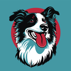 Vector logo design of a border collie dog
