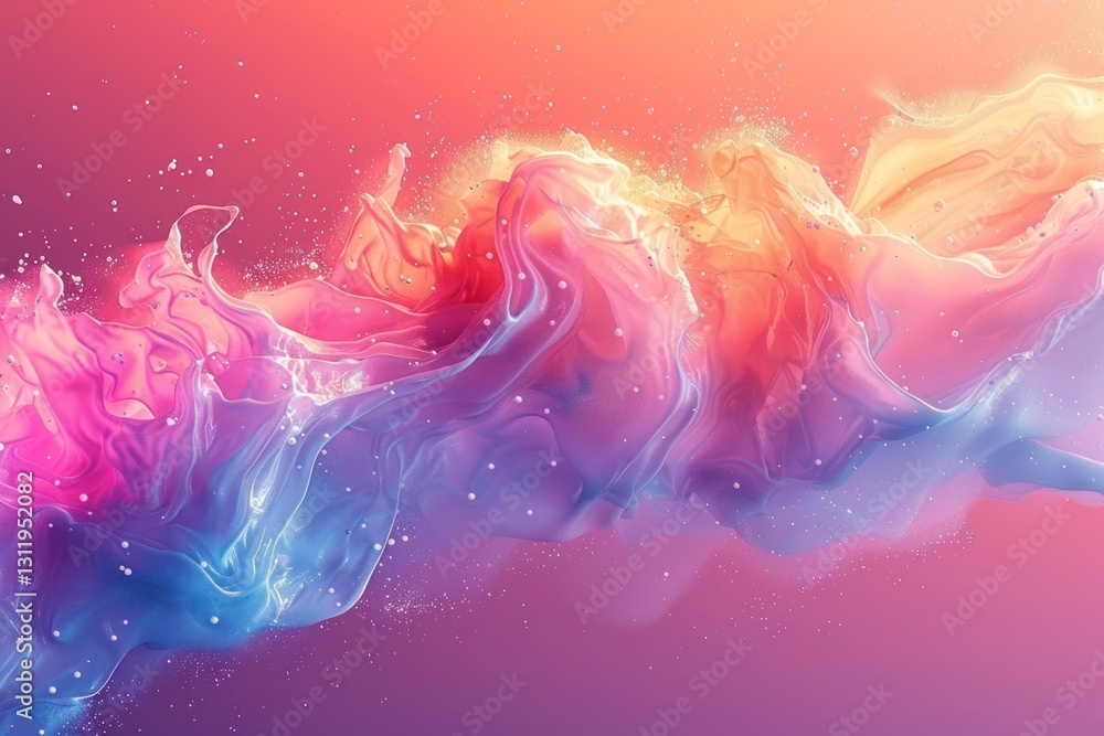 Poster bright and lively pastel colors blend smoothly, creating a mesmerizing abstract texture with a paint