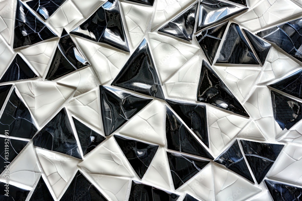 Poster black and white planes create a bold pattern, highlighted by smooth lighting that emphasizes geometr