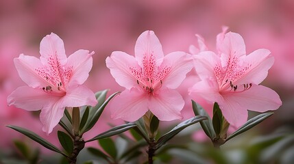 Obraz premium Pink Azaleas Bloom Garden Closeup