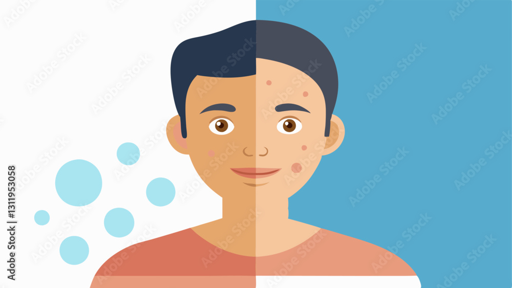Poster skin texture improvement a vector depiction of skin texture improvement showing the transition from 