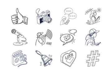 Set of Social Media and Communication Icons