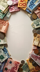 A Stunning Currency Border Featuring Global Denominations for Financial Marketing and Educational Use