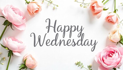 Elegant Floral Composition with Happy Wednesday Text
