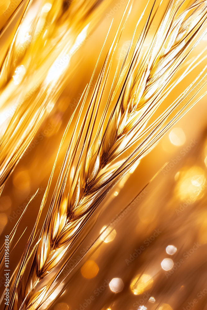 Aufkleber sunlight streams through the delicate ears of rye, illuminating a field from a ground-level perspect
