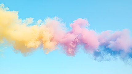 Fototapeta premium Pastel colored smoke creating abstract shapes in blue sky