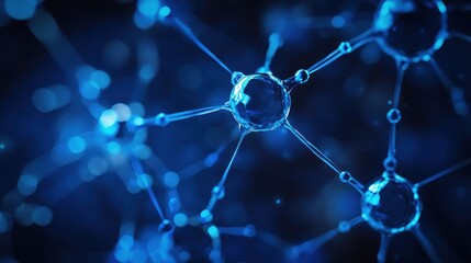 Close-up of molecular structures in vibrant blue colors.