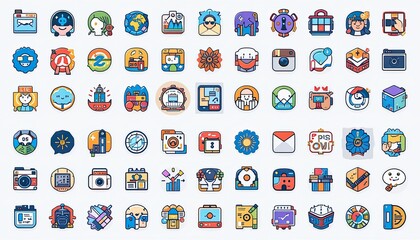 Fototapeta premium Creative icons showcase graphic design studio digital art modern environment aesthetic viewpoint