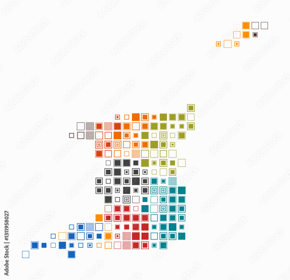Poster trinidad and tobago, shape of the country build of colored cells. digital style map of the trinidad 