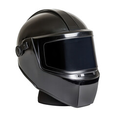 Fototapeta premium Protective Black Welding Helmet: a close-up shot of a shiny black welding helmet, emphasizing the protective gear designed for safety. 